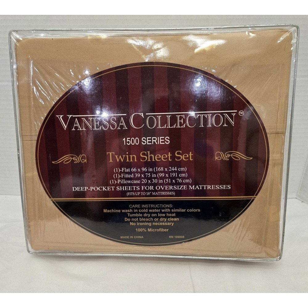 Vanessa Collection 1500 Supreme Microfiber Twin Sheet Set 18" Deep Pockets Gold